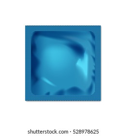 Realistic blank packaging foil wet wipes, food packing or condom template.