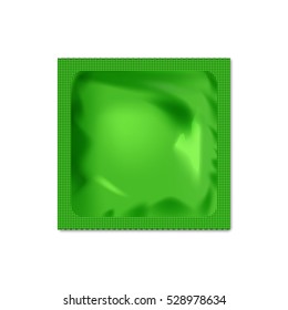 Realistic blank packaging foil wet wipes, food packing or condom template.