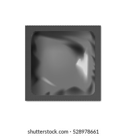 Realistic blank packaging foil wet wipes, food packing or condom template.
