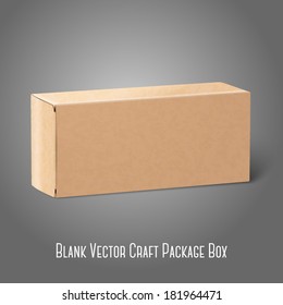 Realistic blank paper craft package box. Isolated on grey background for design and branding. Vector