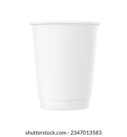 Realistic blank paper cup with double side wall mockup. Coffee to go, take out mug. Vector illustration isolated on white background. EPS10.	