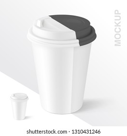 Realistic blank paper cup mockup. Coffee to go, take out mug. Vector illustration isolated and can be use for any backgrounds. EPS10.	