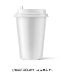 Realistic blank paper cup mockup. Coffee to go, take out mug. Vector illustration. EPS10.