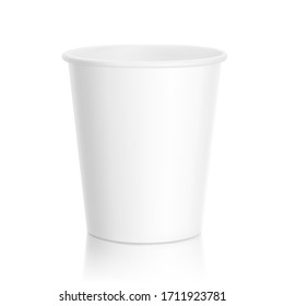 Realistic blank paper cup mockup. Coffee to go, take out mug. Vector illustration isolated on white background. EPS10.	