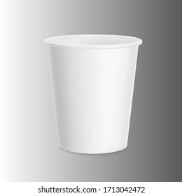 Realistic blank paper cup mockup. Coffee to go, take out mug. Vector illustration on grey background. EPS10.	