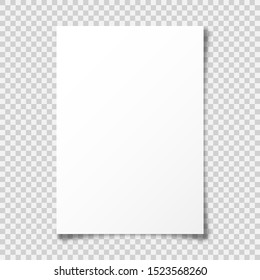 Realistic blank paper sheet with shadow in A4 format on transparent background. Notebook or book page with curled corner. Vector illustration. - Shutterstock ID 1523568260