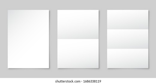 Realistic blank paper sheet with shadow in A4 format. Notebook or book page. Design template or mockup. Vector illustration.