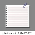 Realistic blank paper. Torn and ripped sheets. Organization of effective work and educational process. Page for reminder and to do list. 3D vector illustration isolated on grey background