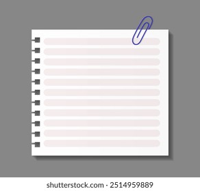 Realistic blank paper. Torn and ripped sheets. Organization of effective work and educational process. Page for reminder and to do list. 3D vector illustration isolated on grey background