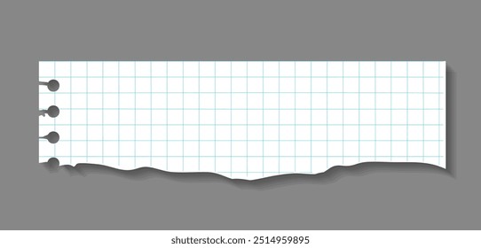 Papel branco realista. Folhas rasgadas e rasgadas. Local para anotações. Organização de trabalho eficaz e processo educacional. Cartaz ou banner. Ilustração de vetor 3D isolada no plano de fundo cinza
