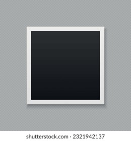 Realistic blank photo frame with shadow effects, white plastic border isolated on transparent background. Template photo design