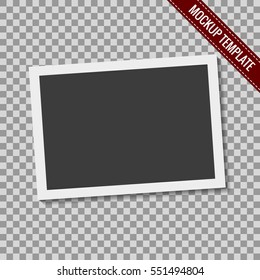 Realistic blank photography with shadow isolated on a transparent background. Empty photo frame mockup template. Vector illustration EPS10.
