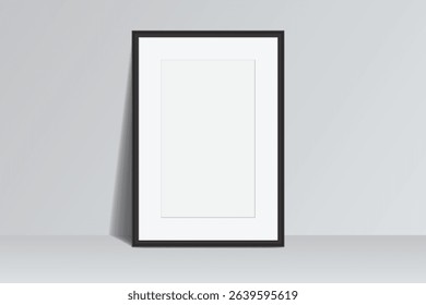 Realistic blank plastic frame photo mockup. Empty rectangular picture frame template isolated on transparent background. Vector mockup for picture, painting, poster, photographs or art gallery