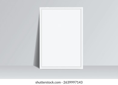 Realistic blank plastic frame photo mockup. Empty rectangular picture frame template isolated on transparent background. Vector mockup for picture, painting, poster, photographs or art gallery