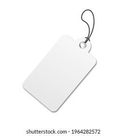 Realistic blank price tag on transparent background. Special offer or shopping discount label. Retail paper sticker. Promotional sale badge. Vector illustration eps 10