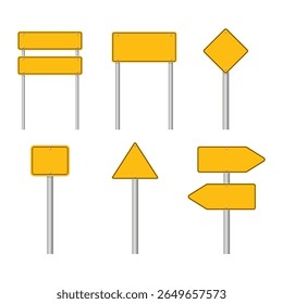 Realistic Blank Road Sign Set Vector Design.