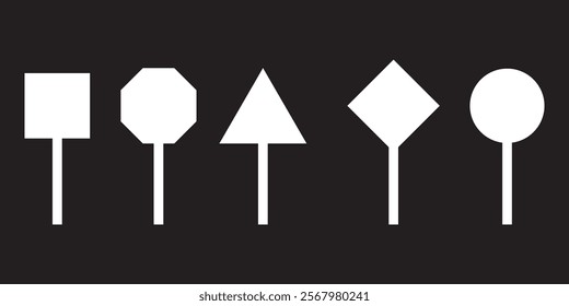 Realistic blank road traffic regulatory and warning signs set including stop design eps 10 