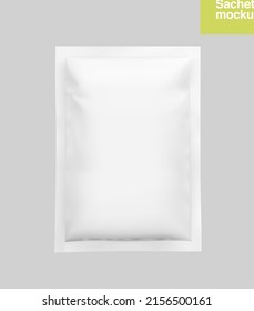 Realistic blank sachet mockup for food, cosmetic and hygiene. Perfect to make final pack shot your product. Vector illustration. EPS10	