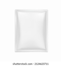 Realistic blank sachet on white background. Vector illustration. Ready for your design. EPS10.