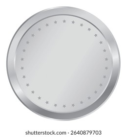 Realistic blank silver award medal. Second place 2nd medal or button isolated on white background. Quality blank, empty badge, emblem. Vector illustration