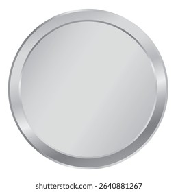 Realistic blank silver award medal. Second place 2nd medal or button isolated on white background. Quality blank, empty badge, emblem. Vector illustration