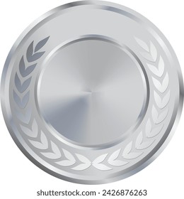 Realistic Blank Silver Medal Vector, Blank Silver Award with ribbon, Prize, Silver Challenge Award, Blank Medal Award winner, trophy, Silver Coin winner