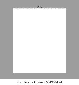 Realistic blank spiral notepad.  Isolated on gray background