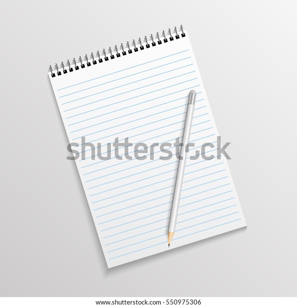 Download Realistic Blank Spiral Notepad Pencil Mockup Stock Vector (Royalty Free) 550975306