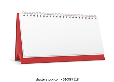 Calendario real de mostrador en blanco con una espiral. Ilustración del vector EPS10.