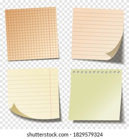 Realistic blank sticky notes. Colored sheets of note papers. Paper reminder. Vector illustration.
