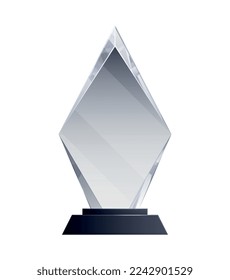 Realistic blank transparent award trophy vector illustration