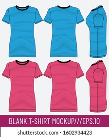 Realistic blank t-shirt mock up design. Vector illustration