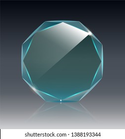 Realistic Blank Vector Glass Trophy Award.Realistic 3D design. Vector transparent object 10 eps. illustration