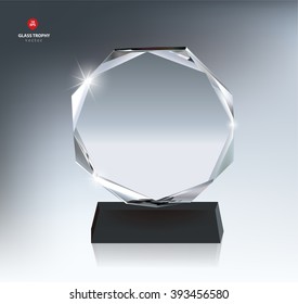 Realistic Blank Vector Glass Trophy Award