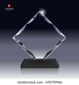 Realistic Blank Vector Glass Trophy Award