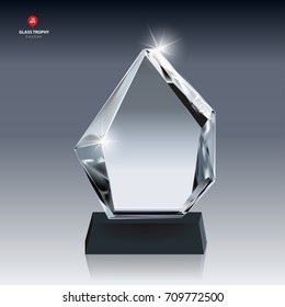 Realistic Blank Vector Glass Trophy Award