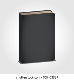 Realistic blank vertical closed book cover template with pages. Perspective view, isometric vector illustration.
