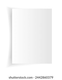 Realistic blank white A4 sheet template with soft shadows on a white background. EPS10 vector illustration. Vector illustration. Business, work, study concept.