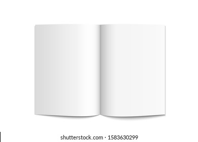 Realistic Blank white magazine or brochure pages isolated 