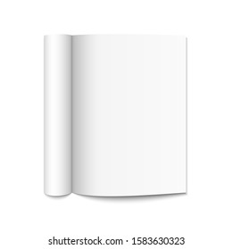 Realistic Blank white magazine or brochure pages isolated 