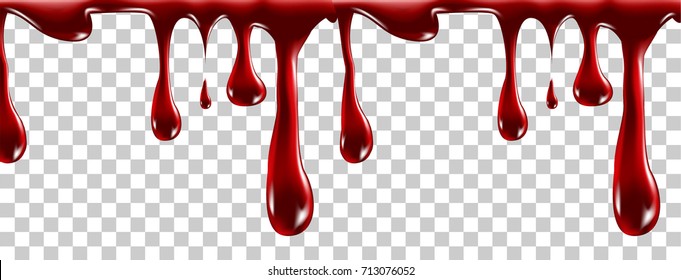 Realistic blood isolated on transparent background. Drops and splashes. Can be used on medical, healthcare, flyers, banners or web. Vector illustration. EPS 10.
