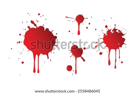 Realistic blood splatters and drops vector set illustration 