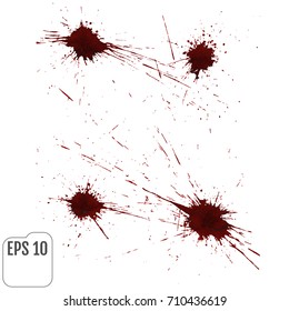 Realistic blood splatters. Elements of design for halloween. Vector illustration.