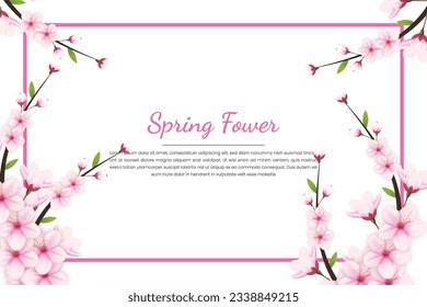 Fórmula de flores de cerezo y pétalos de flor, vector de floración de cerezo. fondo floral rosado de sakura. vector floreciente de flores de cerezo