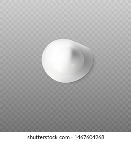 Realistic blop of body cream top view on transparent background. Drop or blop of cream, foam or lotion for skin and face care, vector realistic illustration on transparent background.