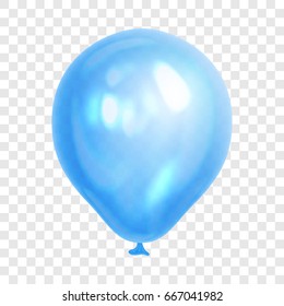 Realistic blue balloon, isolated on transparent background. Balloon for boy birthday party, celebration, festival. Bright glossy balloon. Holiday vector Illustration
