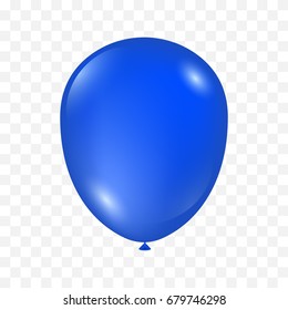 Realistic Blue Balloon Isolated On Transparent Background. 3D. Vector illustration