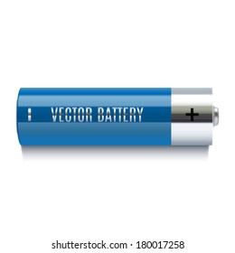 Realistic blue battery icon. Vector illustration