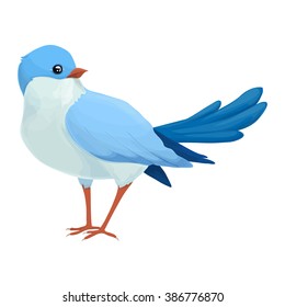 Realistic blue bird looks away. Imaginary view. Vector illustration