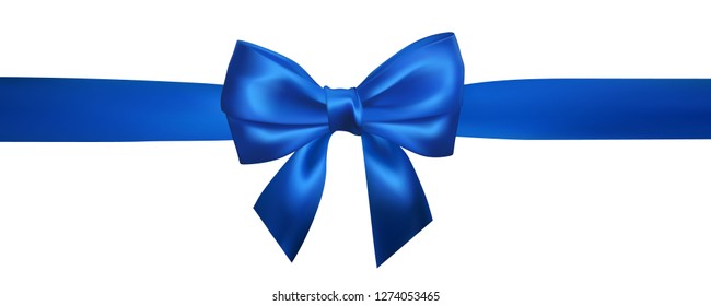 Realistic Blue Bow Horizontal Blue Ribbons Stock Vector (Royalty Free ...